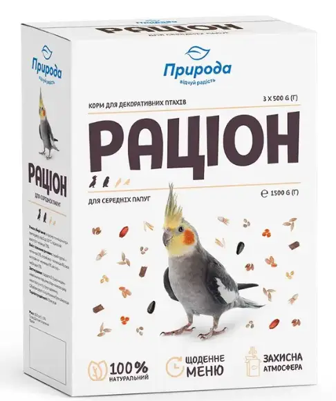 Корм для средних попугаев Природа «Рацион» 1,5 кг1